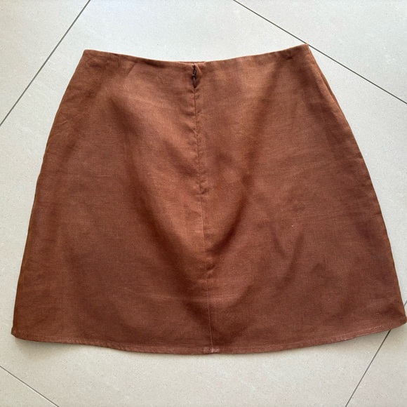 REFORMATION brown linen mini skirt, Size 2, VGUC - Picture 2 of 5
